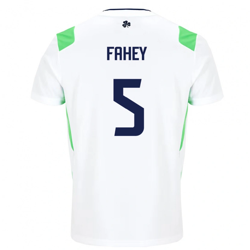 Danxen Mujer Camiseta Irlanda Niamh Fahey #5 Blanco Verde Claro 2ª Equipación 26-28 La Camisa