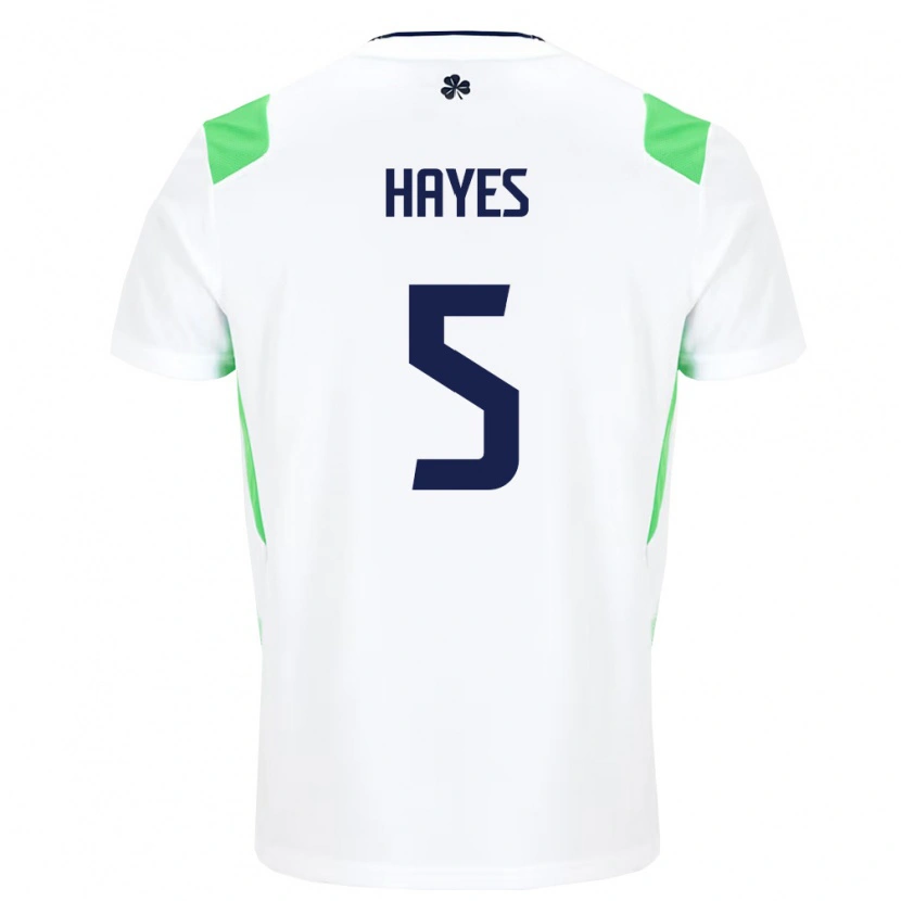 Danxen Mujer Camiseta Irlanda Caitlin Hayes #5 Blanco Verde Claro 2ª Equipación 26-28 La Camisa