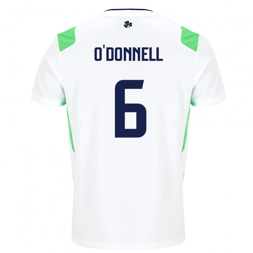 Danxen Mujer Camiseta Irlanda Luke O'donnell #6 Blanco Verde Claro 2ª Equipación 26-28 La Camisa