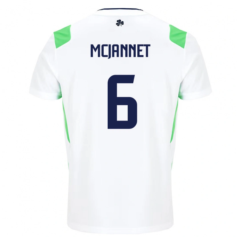 Danxen Mujer Camiseta Irlanda Ed Mcjannet #6 Blanco Verde Claro 2ª Equipación 26-28 La Camisa