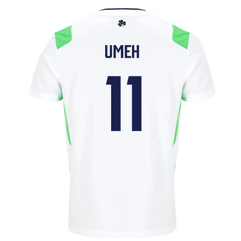 Danxen Mujer Camiseta Irlanda Jaden Umeh #11 Blanco Verde Claro 2ª Equipación 26-28 La Camisa