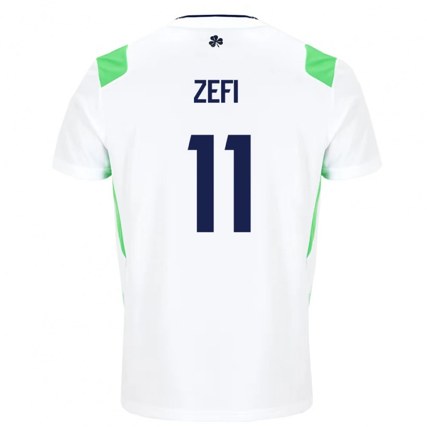 Danxen Mujer Camiseta Irlanda Kevin Zefi #11 Blanco Verde Claro 2ª Equipación 26-28 La Camisa
