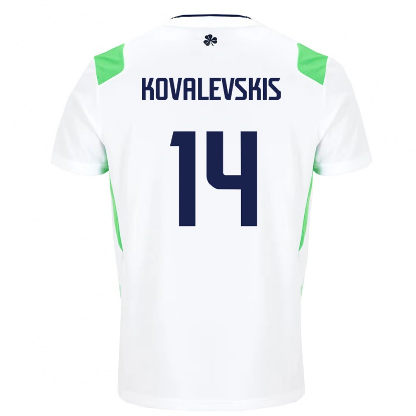Danxen Mujer Camiseta Irlanda Max Kovalevskis #14 Blanco Verde Claro 2ª Equipación 26-28 La Camisa