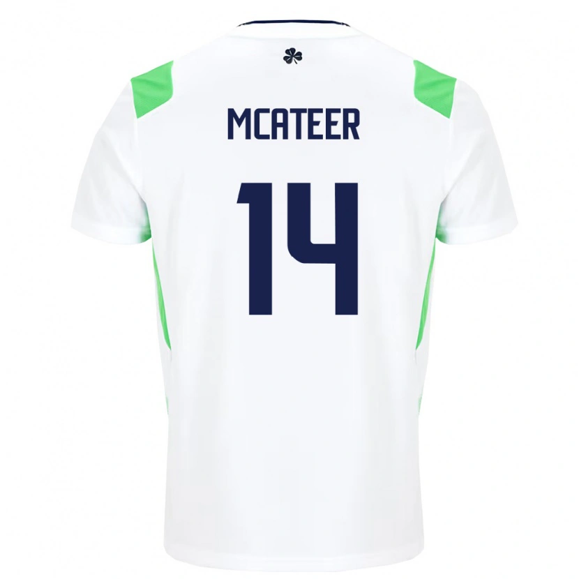 Danxen Mujer Camiseta Irlanda Gavin Mcateer #14 Blanco Verde Claro 2ª Equipación 26-28 La Camisa