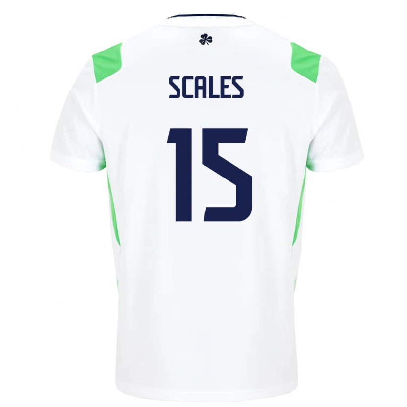 Danxen Mujer Camiseta Irlanda Liam Scales #15 Blanco Verde Claro 2ª Equipación 26-28 La Camisa
