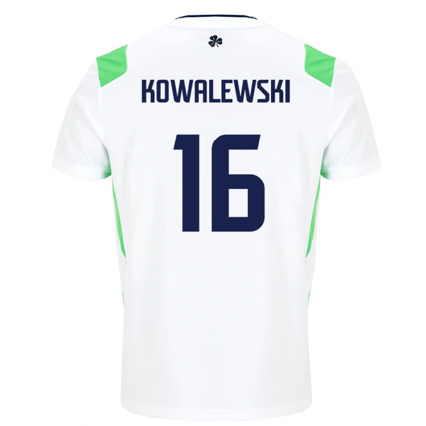 Danxen Mujer Camiseta Irlanda Jakub Kowalewski #16 Blanco Verde Claro 2ª Equipación 26-28 La Camisa