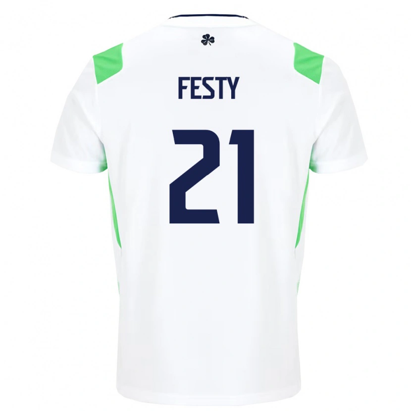 Danxen Mujer Camiseta Irlanda Festy Ebosele #21 Blanco Verde Claro 2ª Equipación 26-28 La Camisa