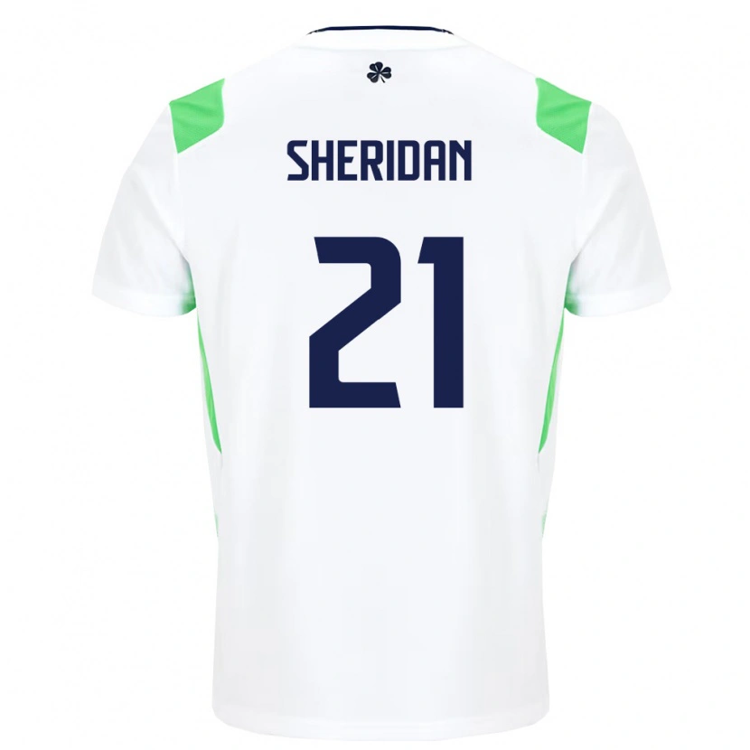 Danxen Mujer Camiseta Irlanda Corey Sheridan #21 Blanco Verde Claro 2ª Equipación 26-28 La Camisa
