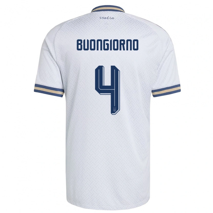 Danxen Mujer Camiseta Italia Alessandro Buongiorno #4 Marfil Marino Oro 2ª Equipación 26-28 La Camisa