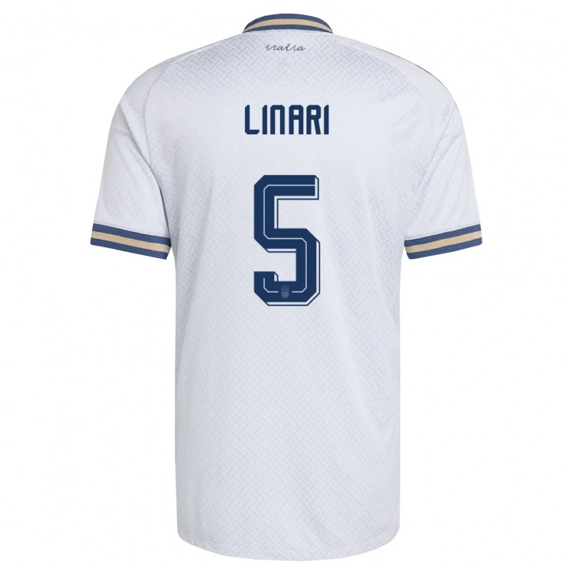 Danxen Mujer Camiseta Italia Elena Linari #5 Marfil Marino Oro 2ª Equipación 26-28 La Camisa