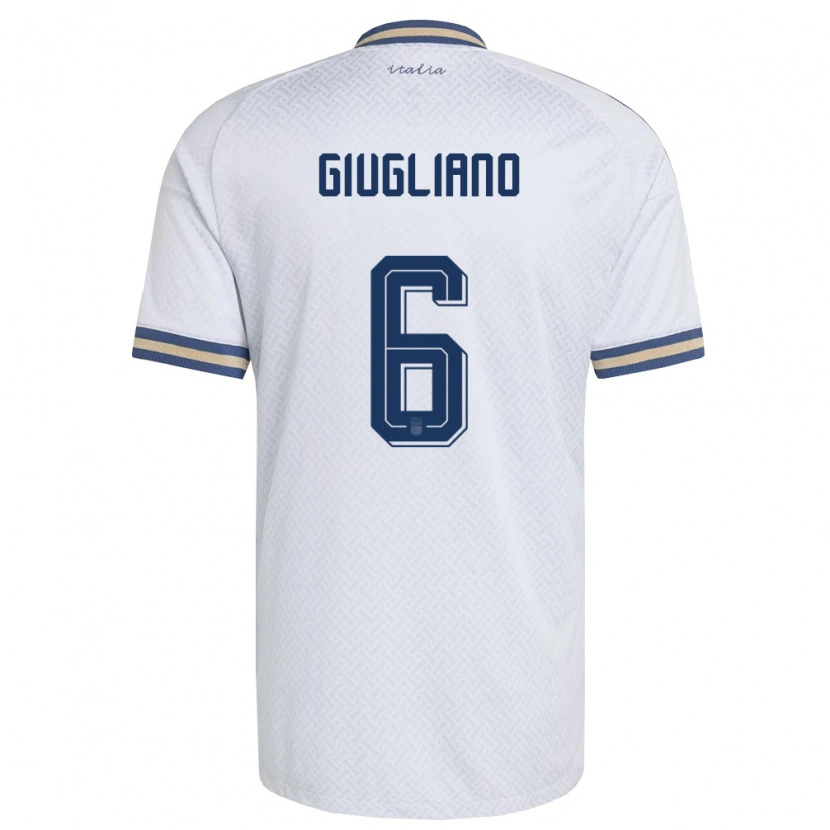 Danxen Mujer Camiseta Italia Manuela Giugliano #6 Marfil Marino Oro 2ª Equipación 26-28 La Camisa