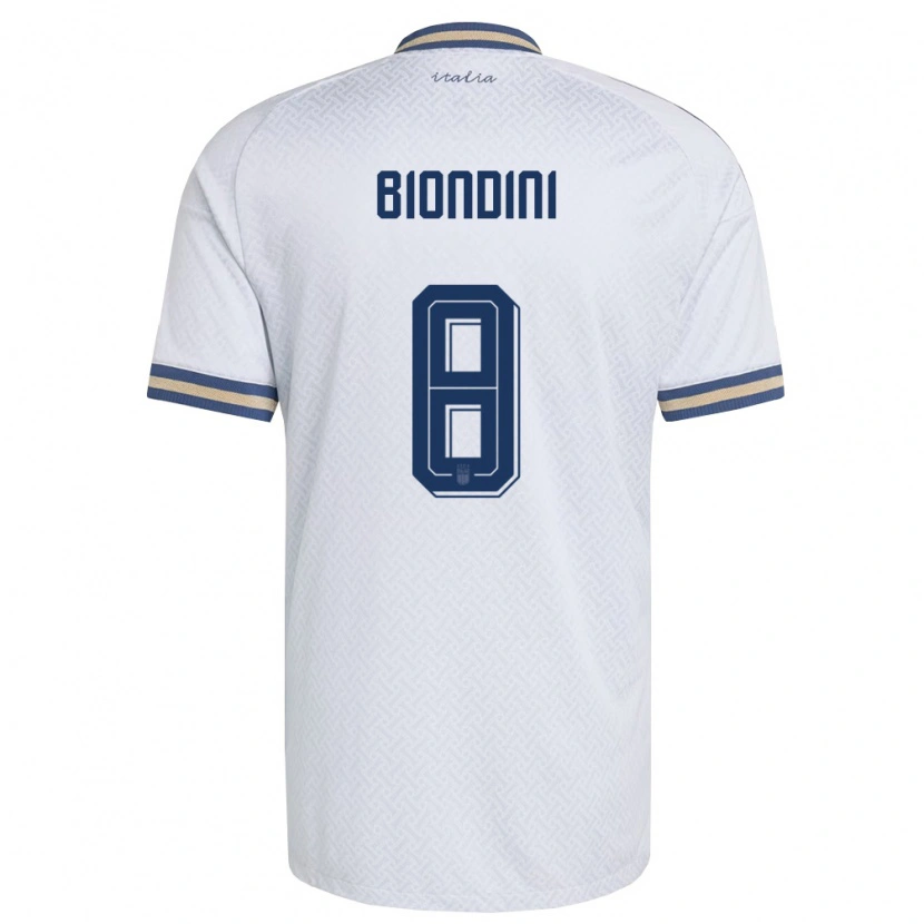 Danxen Mujer Camiseta Italia Edoardo Biondini #8 Marfil Marino Oro 2ª Equipación 26-28 La Camisa