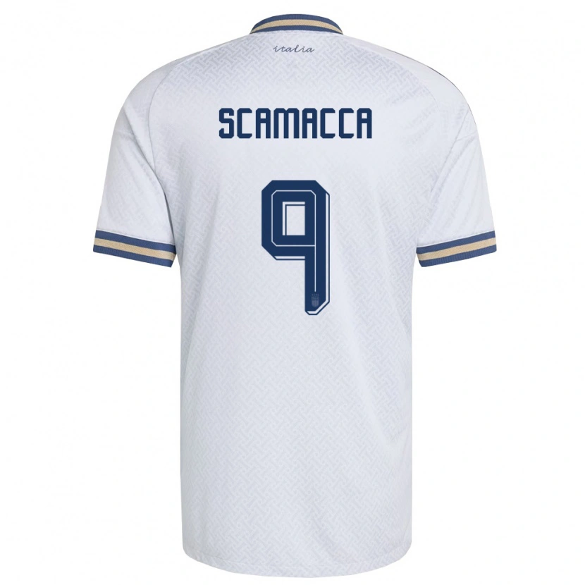 Danxen Mujer Camiseta Italia Gianluca Scamacca #9 Marfil Marino Oro 2ª Equipación 26-28 La Camisa