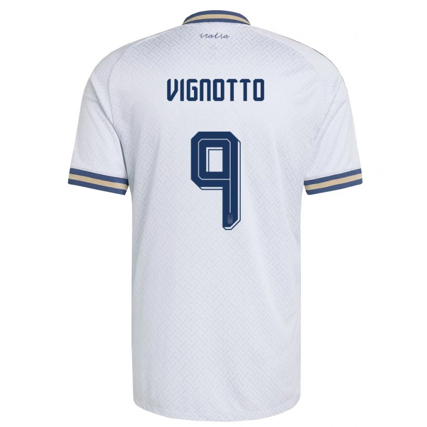 Danxen Mujer Camiseta Italia Elisabetta Vignotto #9 Marfil Marino Oro 2ª Equipación 26-28 La Camisa