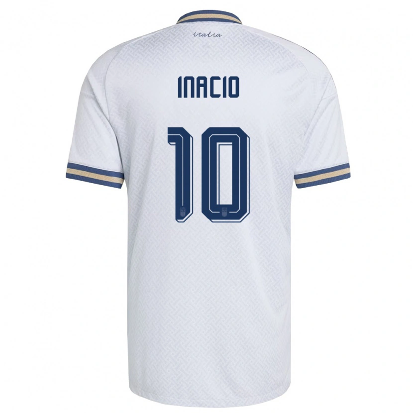Danxen Mujer Camiseta Italia Samuele Inácio #10 Marfil Marino Oro 2ª Equipación 26-28 La Camisa