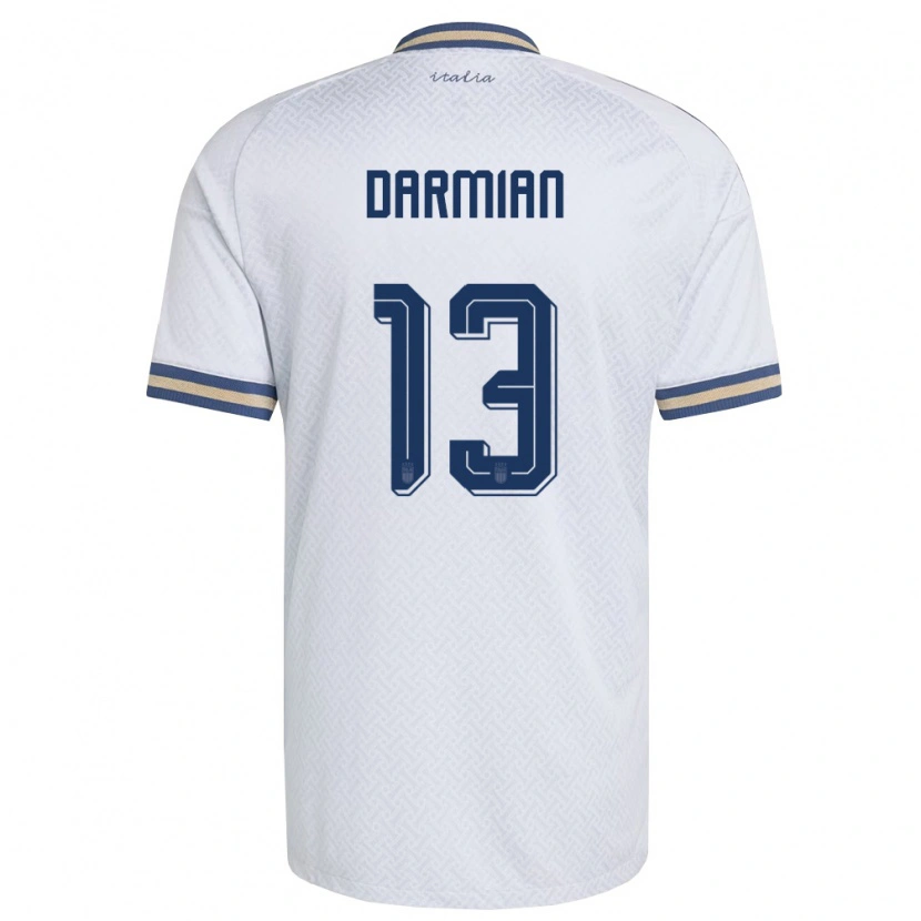 Danxen Mujer Camiseta Italia Matteo Darmian #13 Marfil Marino Oro 2ª Equipación 26-28 La Camisa