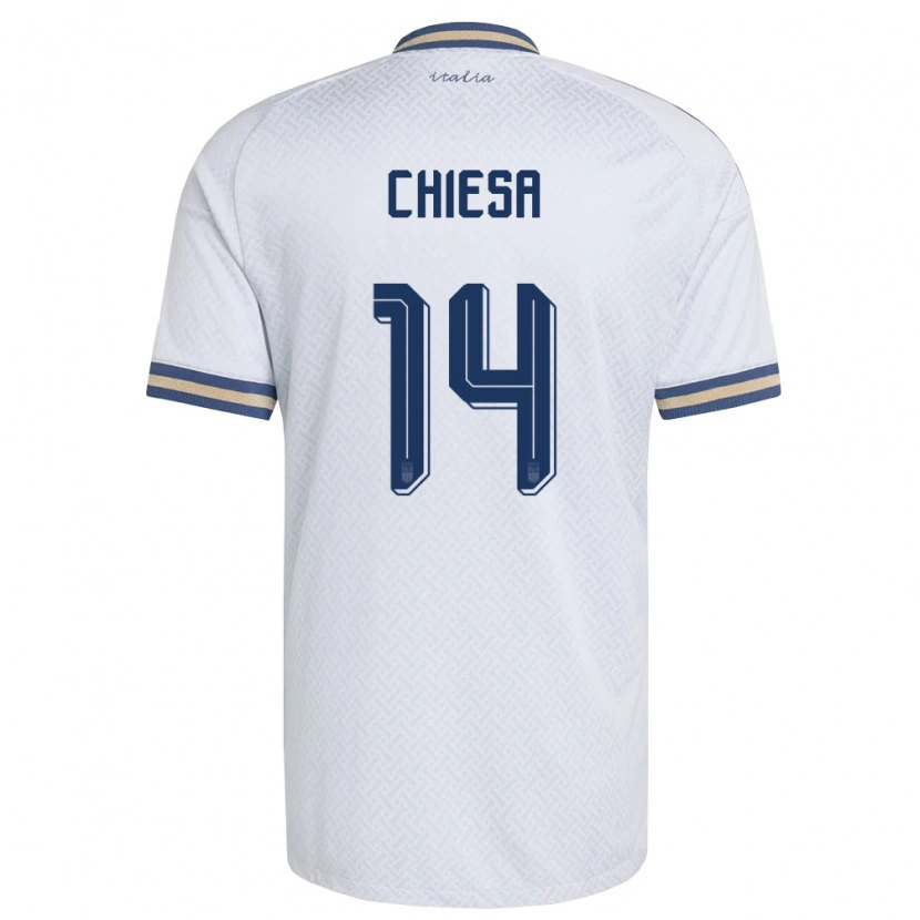 Danxen Mujer Camiseta Italia Federico Chiesa #14 Marfil Marino Oro 2ª Equipación 26-28 La Camisa