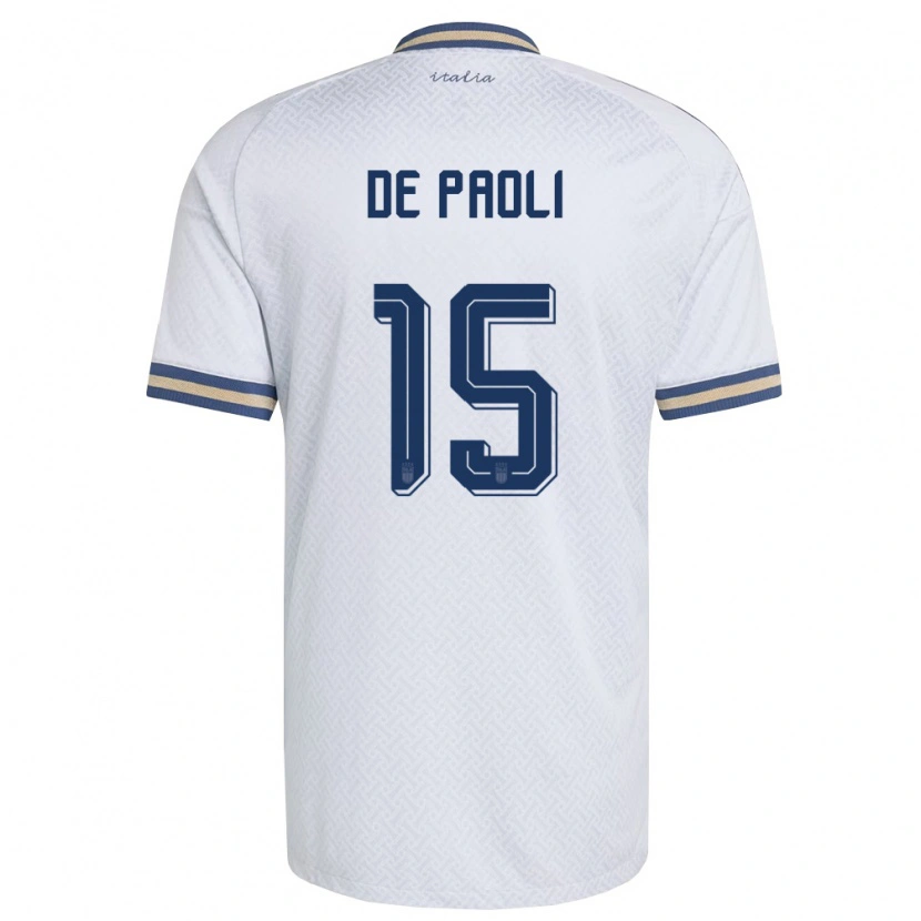 Danxen Mujer Camiseta Italia Cristiano De Paoli #15 Marfil Marino Oro 2ª Equipación 26-28 La Camisa