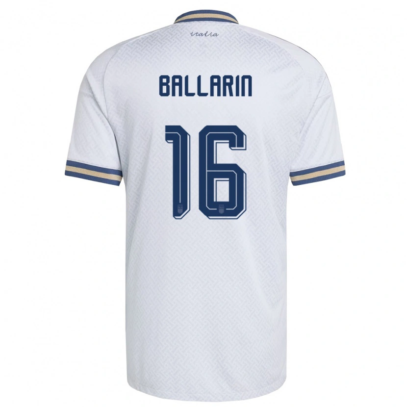 Danxen Mujer Camiseta Italia Francesco Ballarin #16 Marfil Marino Oro 2ª Equipación 26-28 La Camisa