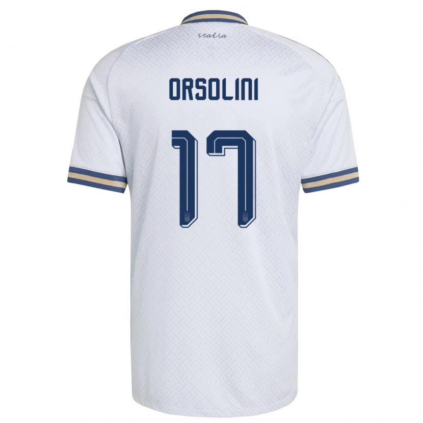 Danxen Mujer Camiseta Italia Riccardo Orsolini #17 Marfil Marino Oro 2ª Equipación 26-28 La Camisa