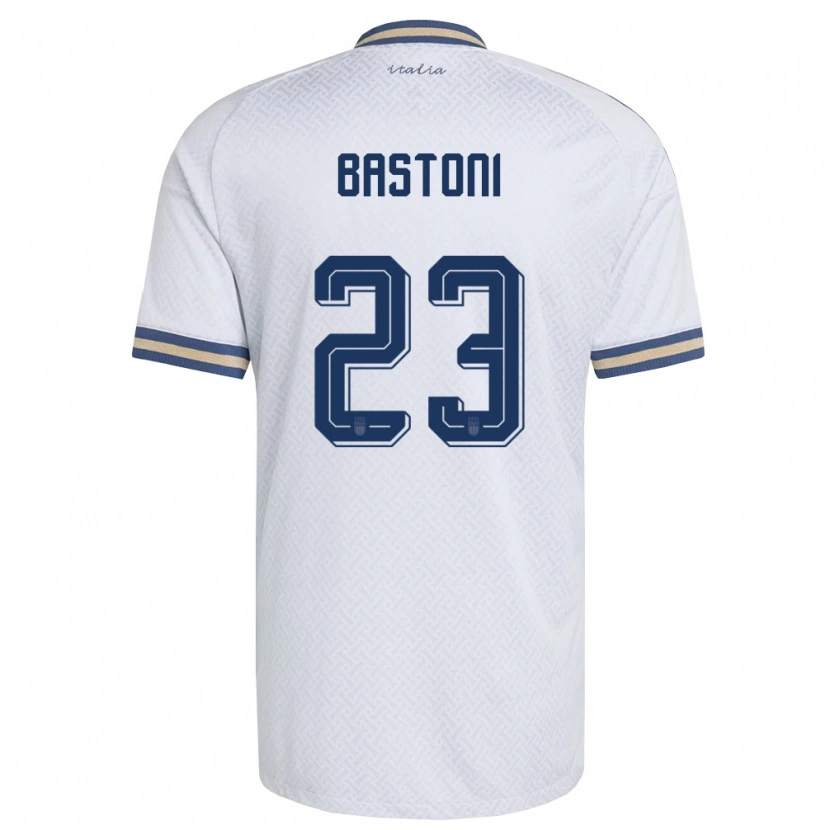 Danxen Mujer Camiseta Italia Alessandro Bastoni #23 Marfil Marino Oro 2ª Equipación 26-28 La Camisa