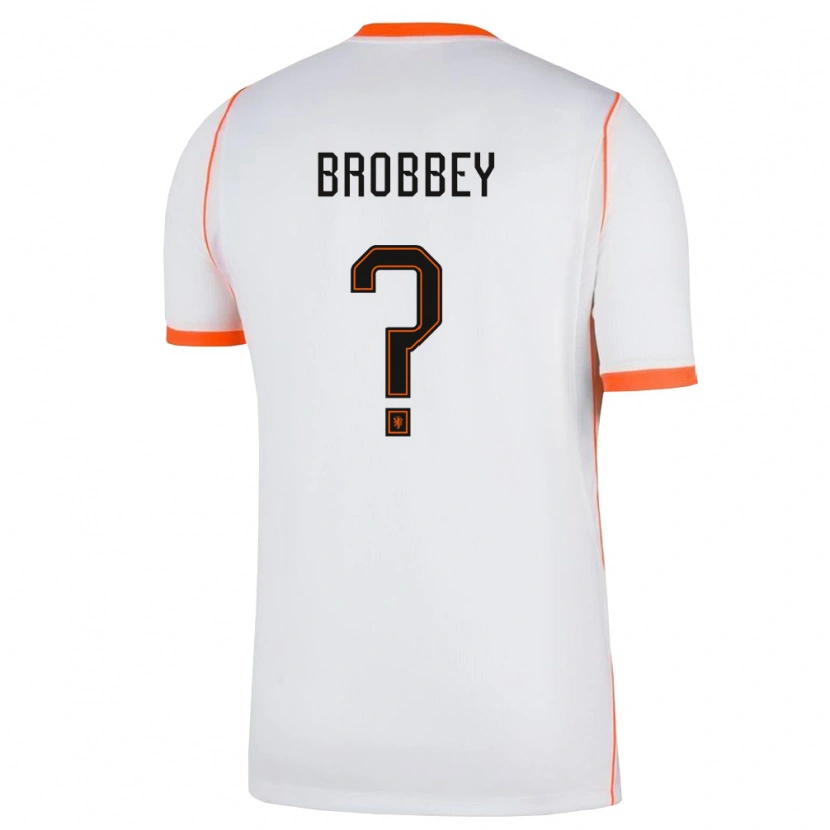 Danxen Mujer Camiseta Países Bajos Brian Brobbey #0 Blanco Naranja 2ª Equipación 26-28 La Camisa