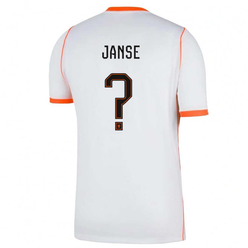 Danxen Mujer Camiseta Países Bajos Dies Janse #0 Blanco Naranja 2ª Equipación 26-28 La Camisa