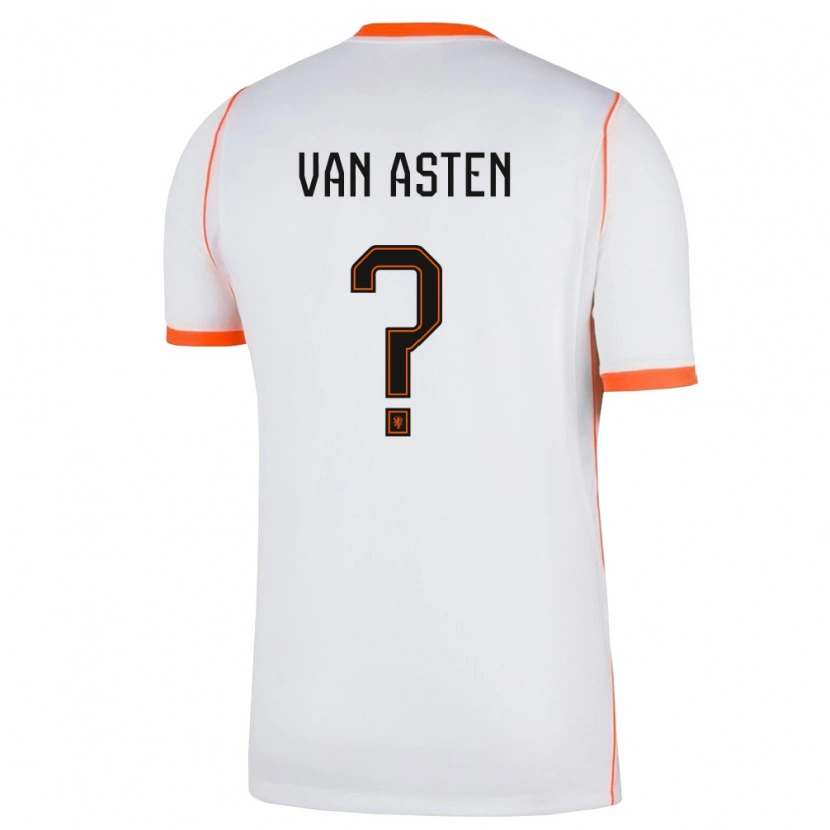 Danxen Mujer Camiseta Países Bajos Robin Van Asten #0 Blanco Naranja 2ª Equipación 26-28 La Camisa