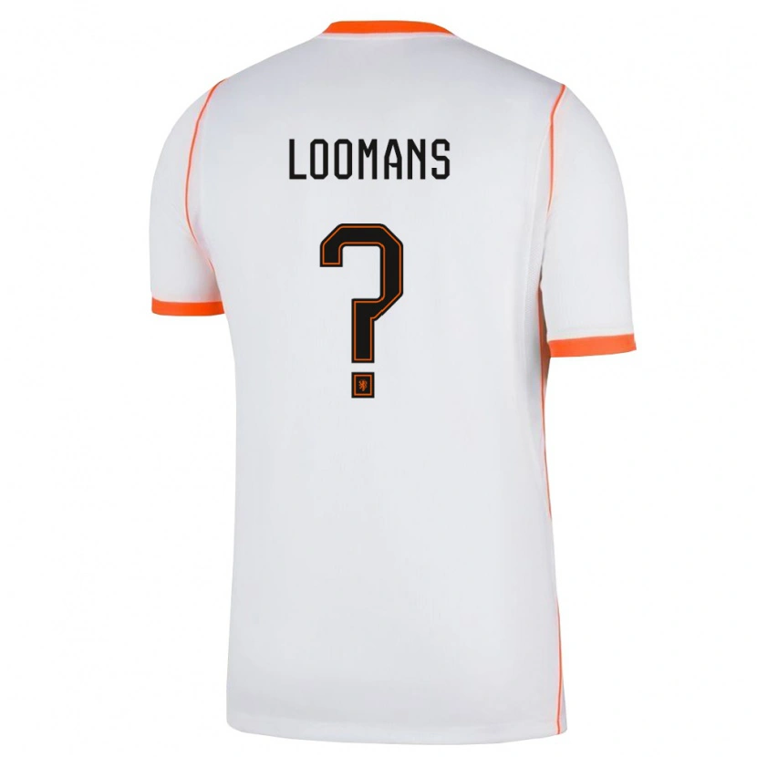 Danxen Mujer Camiseta Países Bajos Willem Loomans #0 Blanco Naranja 2ª Equipación 26-28 La Camisa