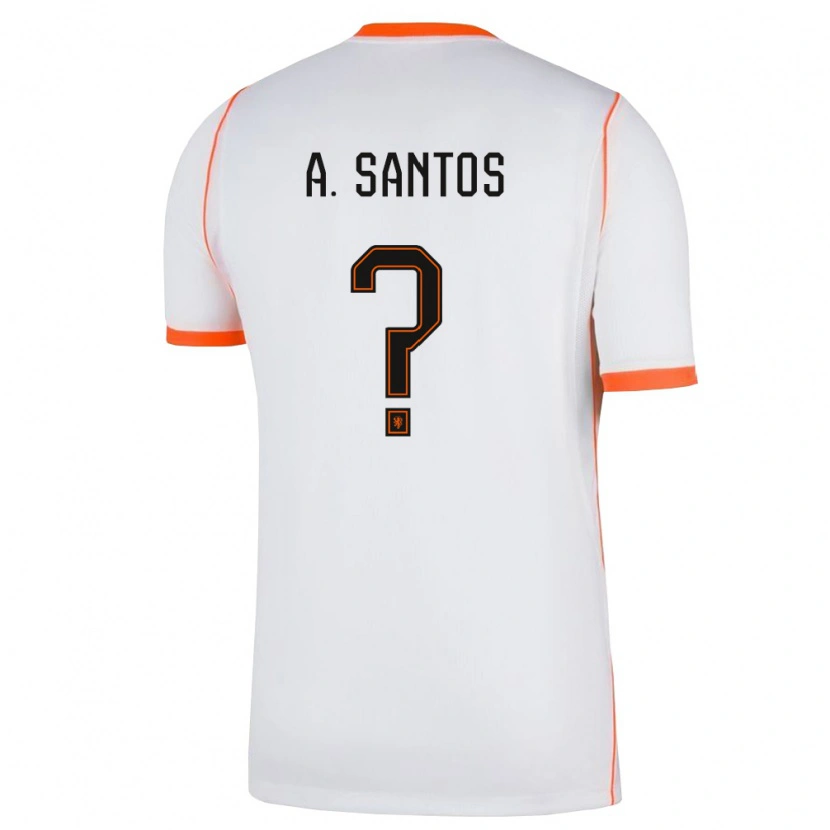 Danxen Mujer Camiseta Países Bajos Adam Daniel Dos Santos #0 Blanco Naranja 2ª Equipación 26-28 La Camisa