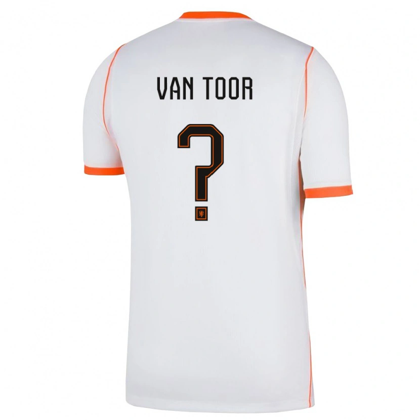 Danxen Mujer Camiseta Países Bajos Julian Van Toor #0 Blanco Naranja 2ª Equipación 26-28 La Camisa