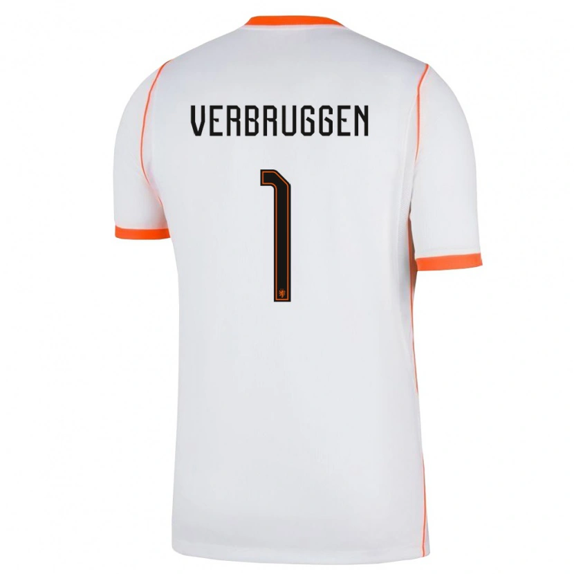 Danxen Mujer Camiseta Países Bajos Bart Verbruggen #1 Blanco Naranja 2ª Equipación 26-28 La Camisa