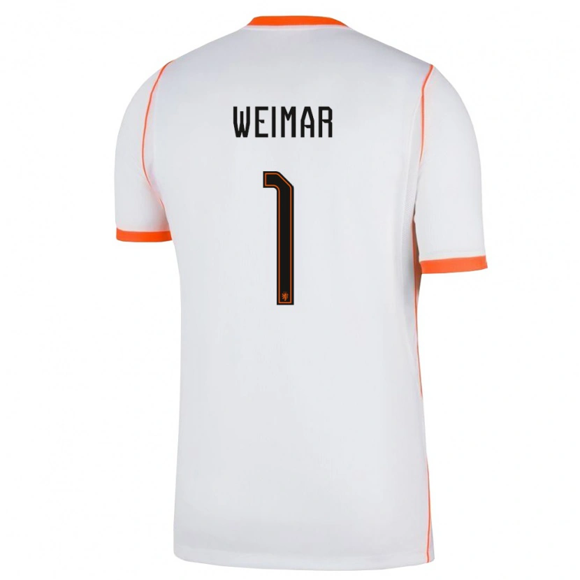 Danxen Mujer Camiseta Países Bajos Jacintha Weimar #1 Blanco Naranja 2ª Equipación 26-28 La Camisa