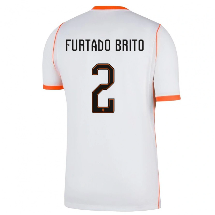 Danxen Mujer Camiseta Países Bajos Dinaylo Furtado Brito #2 Blanco Naranja 2ª Equipación 26-28 La Camisa