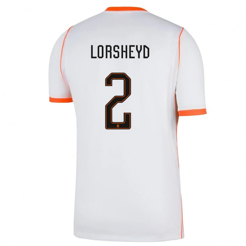 Danxen Mujer Camiseta Países Bajos Barbara Lorsheyd #2 Blanco Naranja 2ª Equipación 26-28 La Camisa