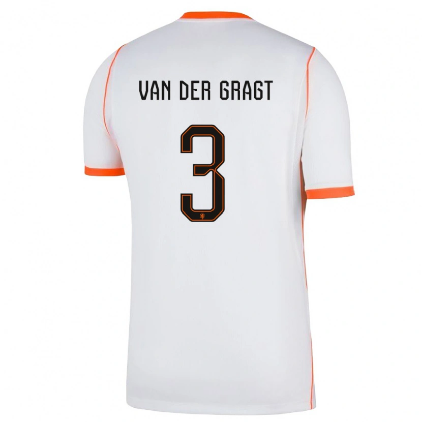 Danxen Mujer Camiseta Países Bajos Stefanie Van Der Gragt #3 Blanco Naranja 2ª Equipación 26-28 La Camisa
