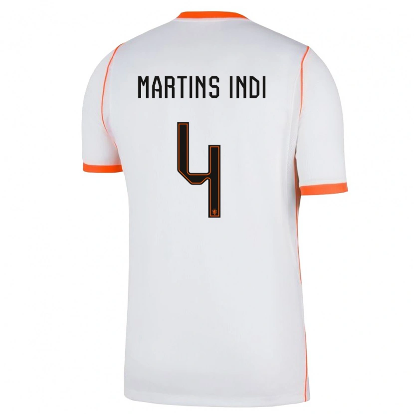 Danxen Mujer Camiseta Países Bajos Bruno Martins Indi #4 Blanco Naranja 2ª Equipación 26-28 La Camisa