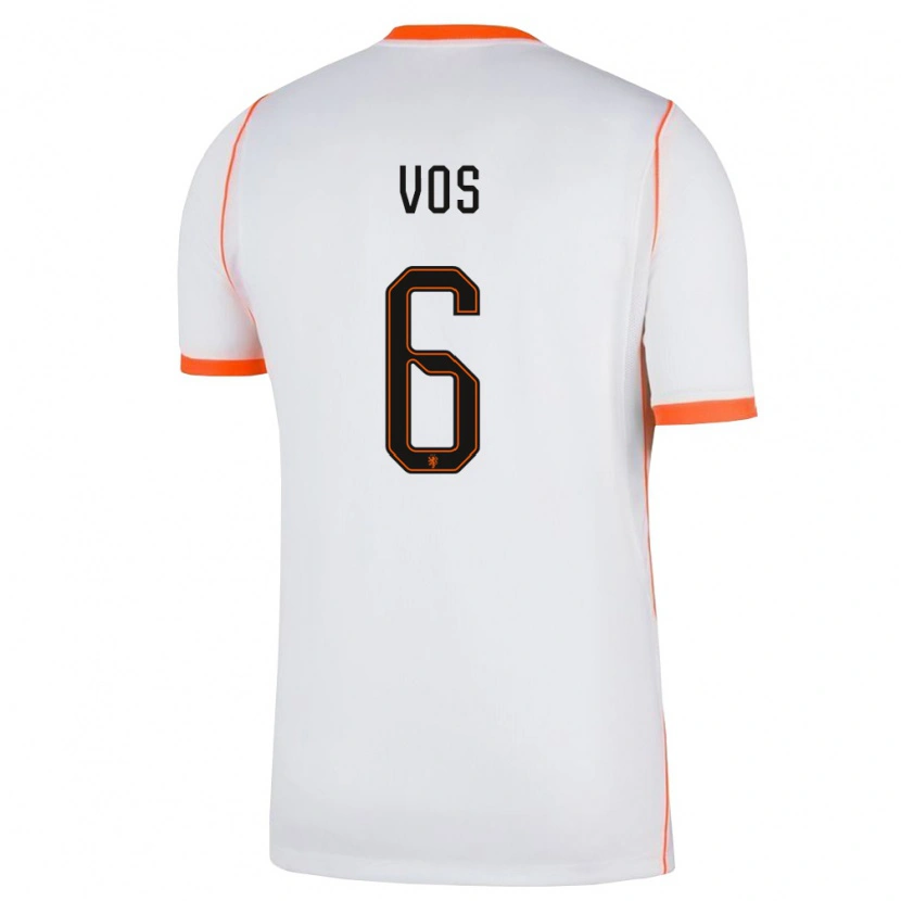 Danxen Mujer Camiseta Países Bajos Silvano Vos #6 Blanco Naranja 2ª Equipación 26-28 La Camisa