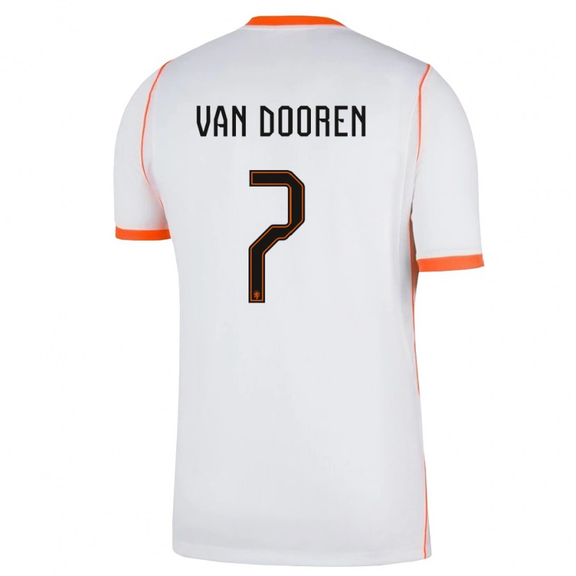 Danxen Mujer Camiseta Países Bajos Kayleigh Van Dooren #7 Blanco Naranja 2ª Equipación 26-28 La Camisa