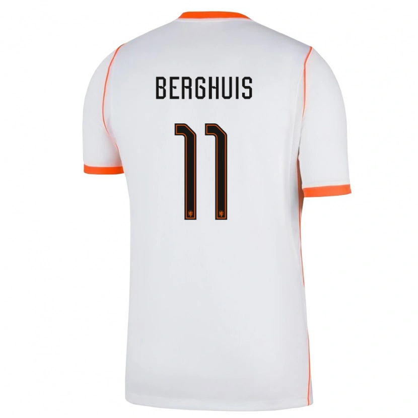 Danxen Mujer Camiseta Países Bajos Steven Berghuis #11 Blanco Naranja 2ª Equipación 26-28 La Camisa
