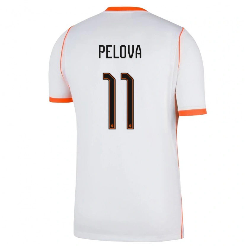 Danxen Mujer Camiseta Países Bajos Victoria Pelova #11 Blanco Naranja 2ª Equipación 26-28 La Camisa