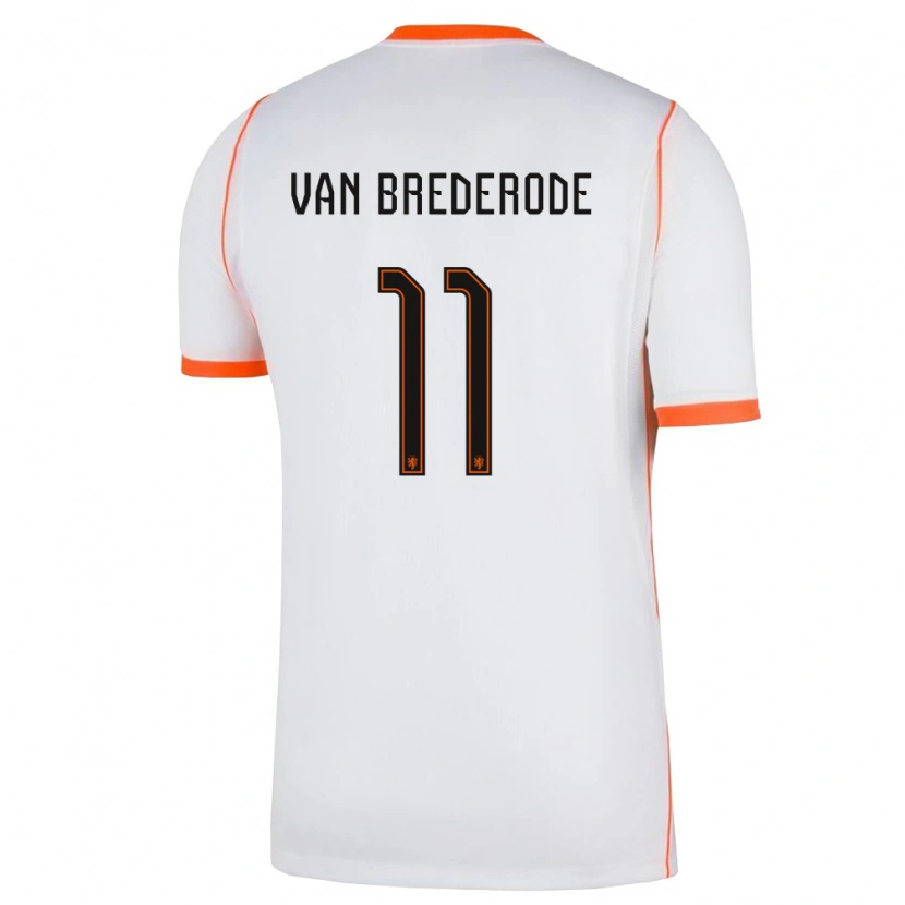 Danxen Mujer Camiseta Países Bajos Myron Van Brederode #11 Blanco Naranja 2ª Equipación 26-28 La Camisa