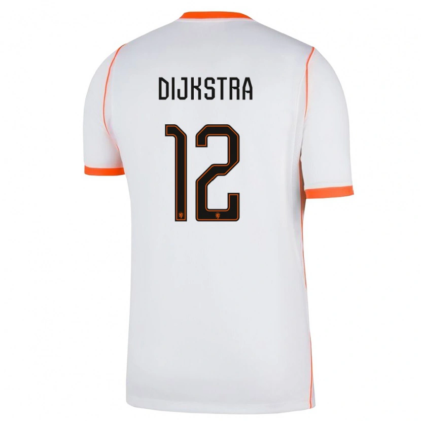 Danxen Mujer Camiseta Países Bajos Elijah Dijkstra #12 Blanco Naranja 2ª Equipación 26-28 La Camisa