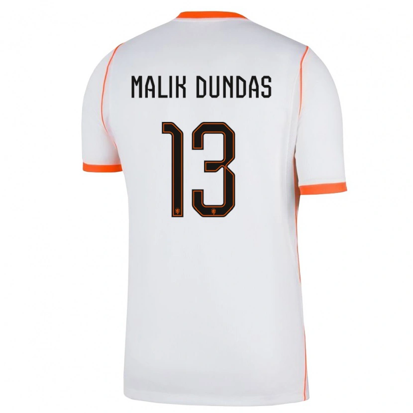 Danxen Mujer Camiseta Países Bajos Noa Malik Dundas #13 Blanco Naranja 2ª Equipación 26-28 La Camisa
