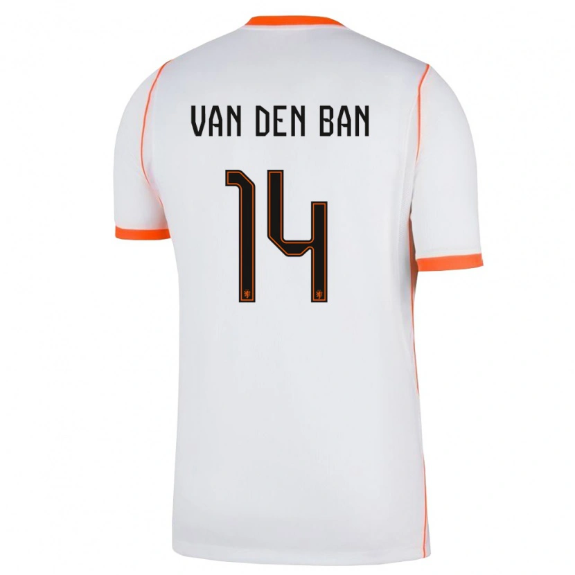Danxen Mujer Camiseta Países Bajos Yoël Van Den Ban #14 Blanco Naranja 2ª Equipación 26-28 La Camisa