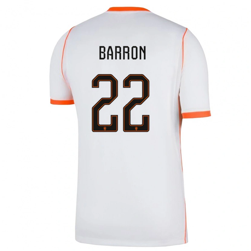 Danxen Mujer Camiseta Países Bajos Eternal Barron #22 Blanco Naranja 2ª Equipación 26-28 La Camisa