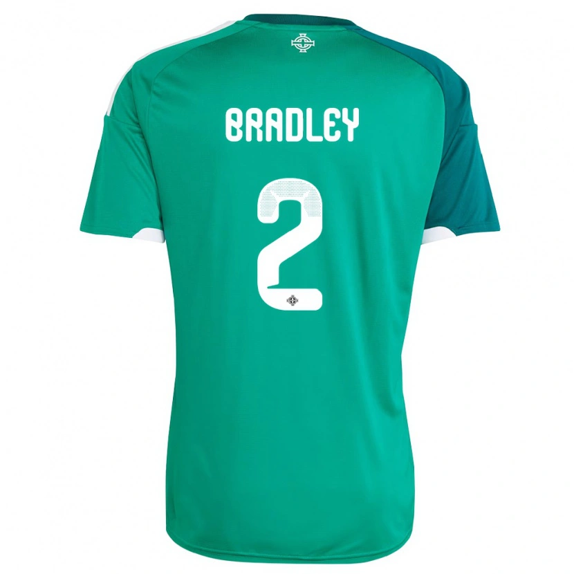 Danxen Niño Camiseta Irlanda Del Norte Conor Bradley #2 Verde Blanco 1ª Equipación 26-28 La Camisa