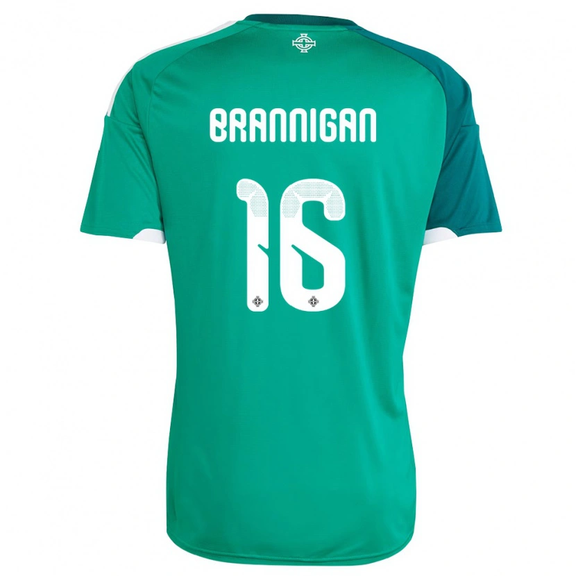 Danxen Niño Camiseta Irlanda Del Norte Cole Brannigan #16 Verde Blanco 1ª Equipación 26-28 La Camisa