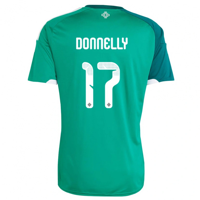 Danxen Niño Camiseta Irlanda Del Norte Ryan Donnelly #17 Verde Blanco 1ª Equipación 26-28 La Camisa