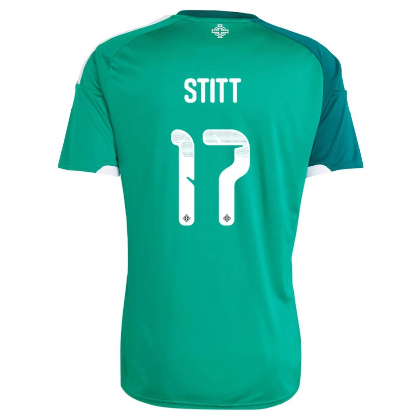 Danxen Niño Camiseta Irlanda Del Norte Dylan Stitt #17 Verde Blanco 1ª Equipación 26-28 La Camisa